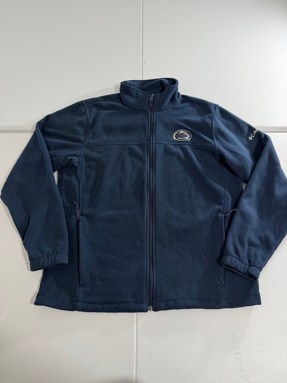 Columbia Penn State Nittany Lions Full Zip Fleece Jacket Mens Large Navy